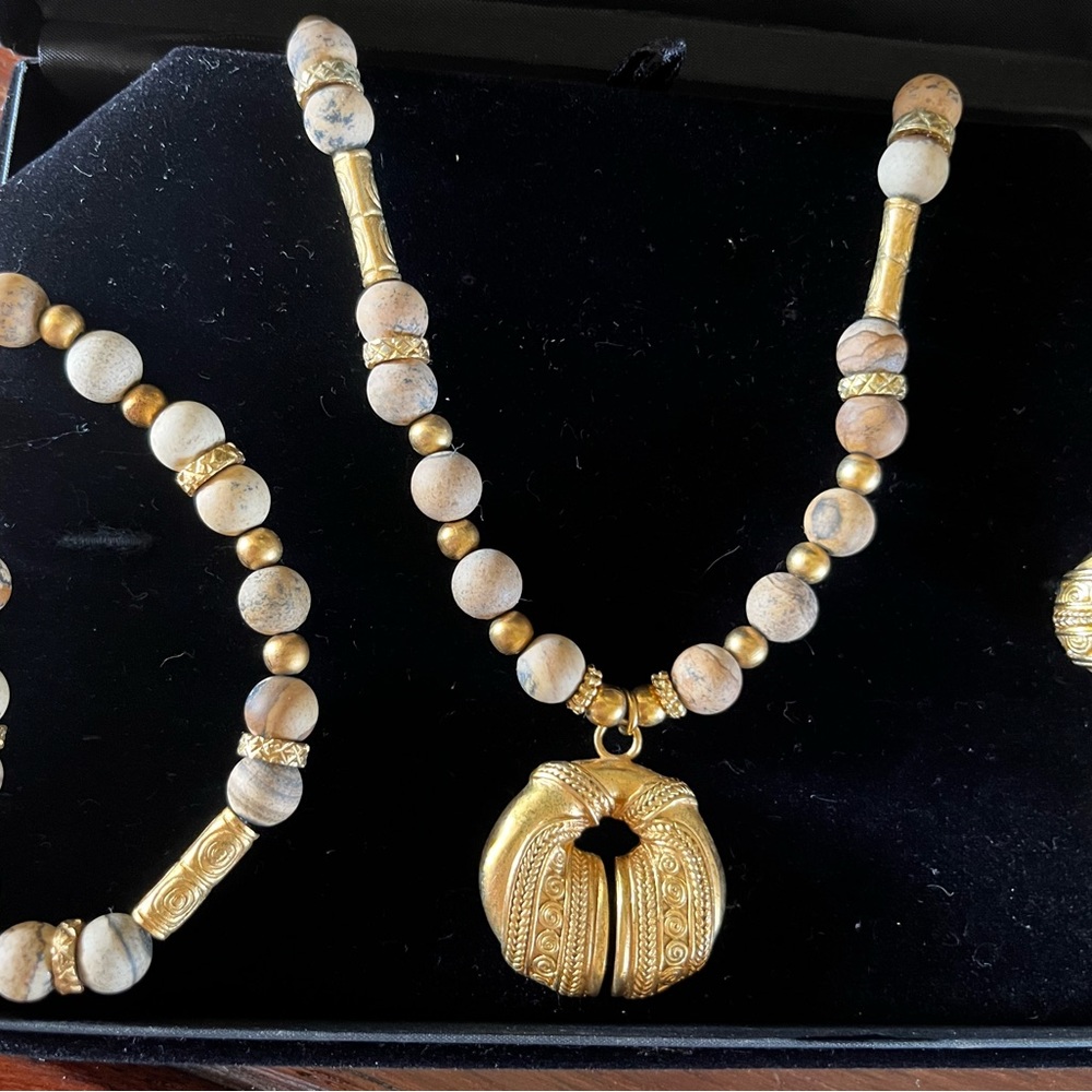 Arque Arte, 24k gold jewelry set; necklace, earrings and bracelet. Exquisite! - Picture 8 of 13